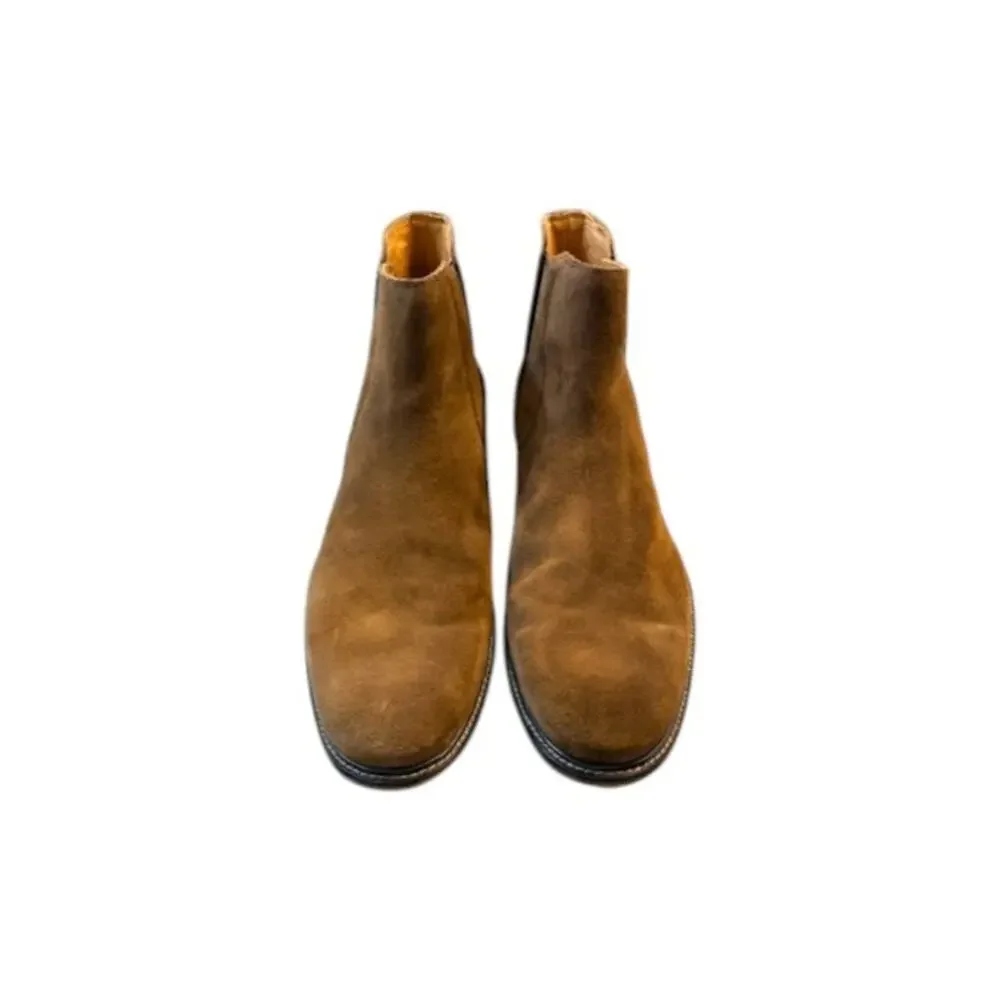 John Varvatos Ludlow Chelsea Boots 10.5 Brown Suede Italy MSRP $798 Leather